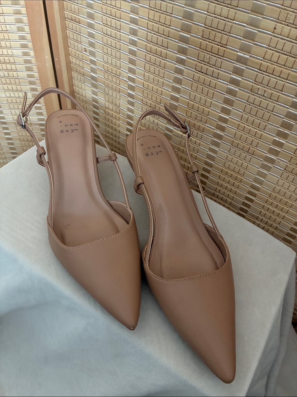 a new day Tan Pointed Toe Slingback Flats